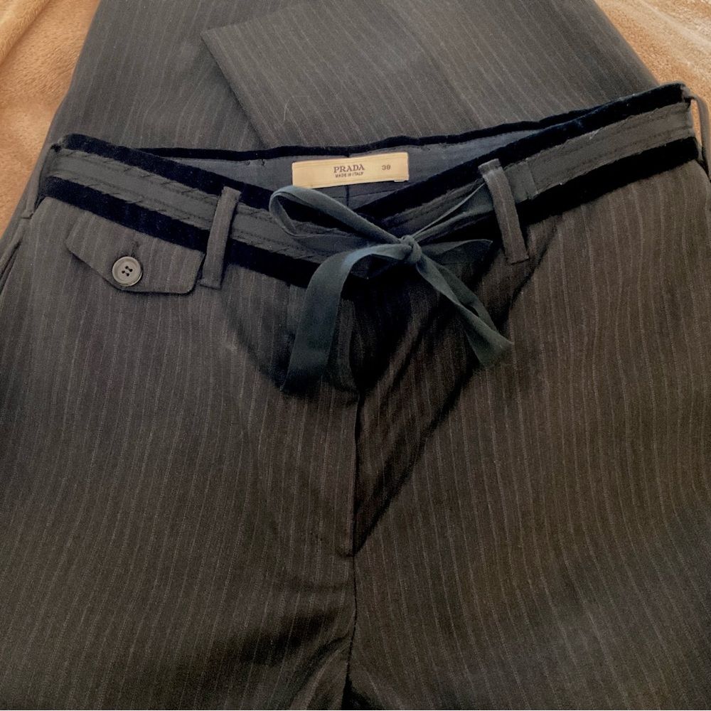 Prada Black Pinstripe Pants Sz38